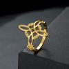 Stainless Steel Women'S Retro Witch Knot Ring Hollowed Out Celtic Knot Amulet Good Luck Symbol Couple Jewelry Holiday Gift