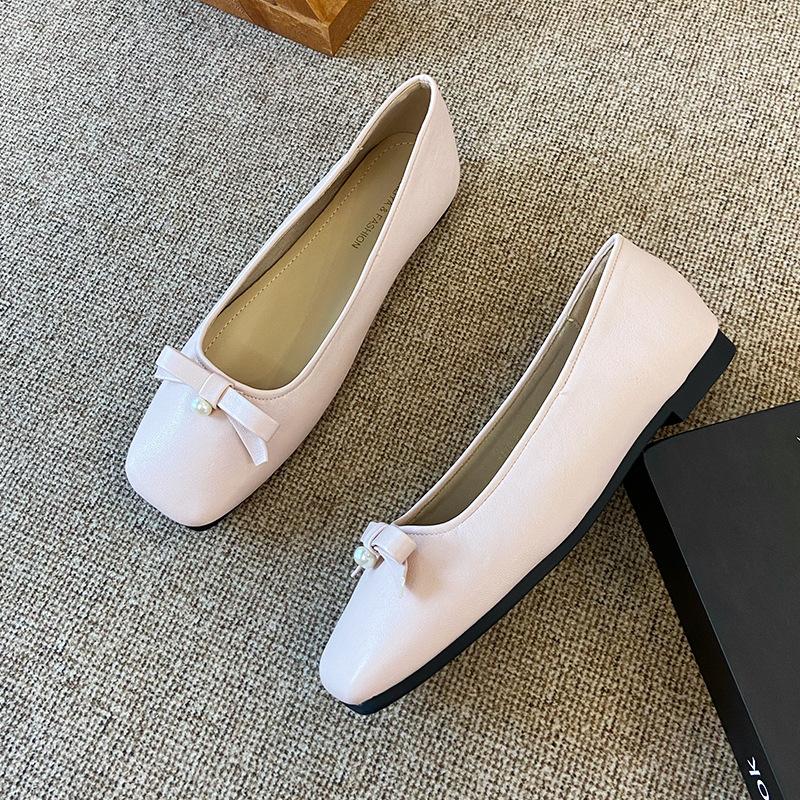 

W712-21 fairy style with skirt single shoes, new shallow bow square head Mary Jane shoes in summer 2025 40 розовый