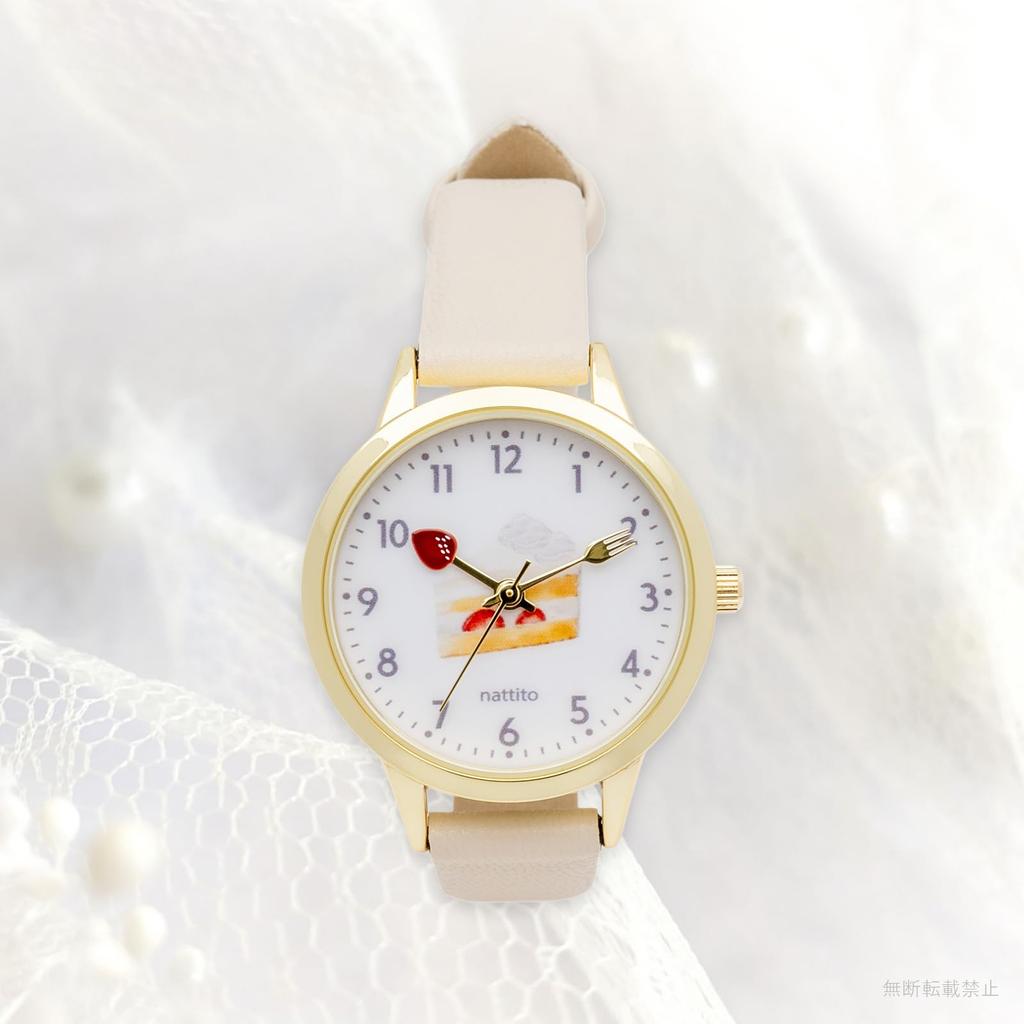 Fieldwork Analog Watch with Dessert Leather and Decorative White with Strawberry and Cherry Designs Women's Design, Band, Hands, (GY096-1 WH)