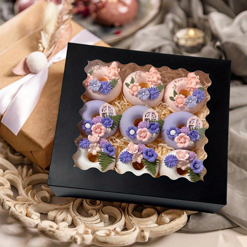 6pcs Paper Gift Box with Window Treat Boxes Auto-pop Up Easy Assemble Gift Packing Box for Valentine's Day Parties Weddings Anniversaries Parties