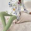 Crew neck long-sleeved set slim-fitting sports retro pattern printed slim-fitting yoga trousers set