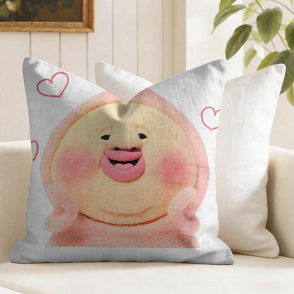 KKobito ZZukan Peach Cushion Cover Eco Linen Pillow Case DoubleSided Print Breathable Durable Zipper Home Decor Gift