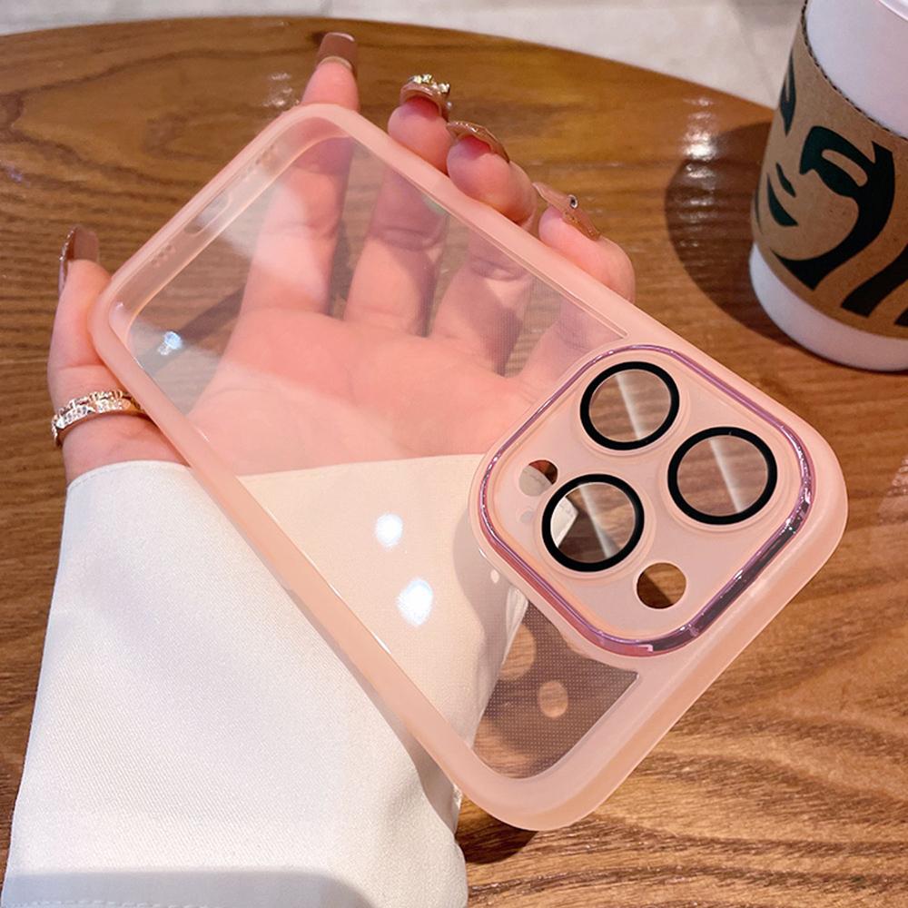 Luxury Soft Silicone Shockproof Bumper Case for IPhone 14 Plus 13 12 11 Pro Max Transparent Camera Protection Glass Cover Funda
