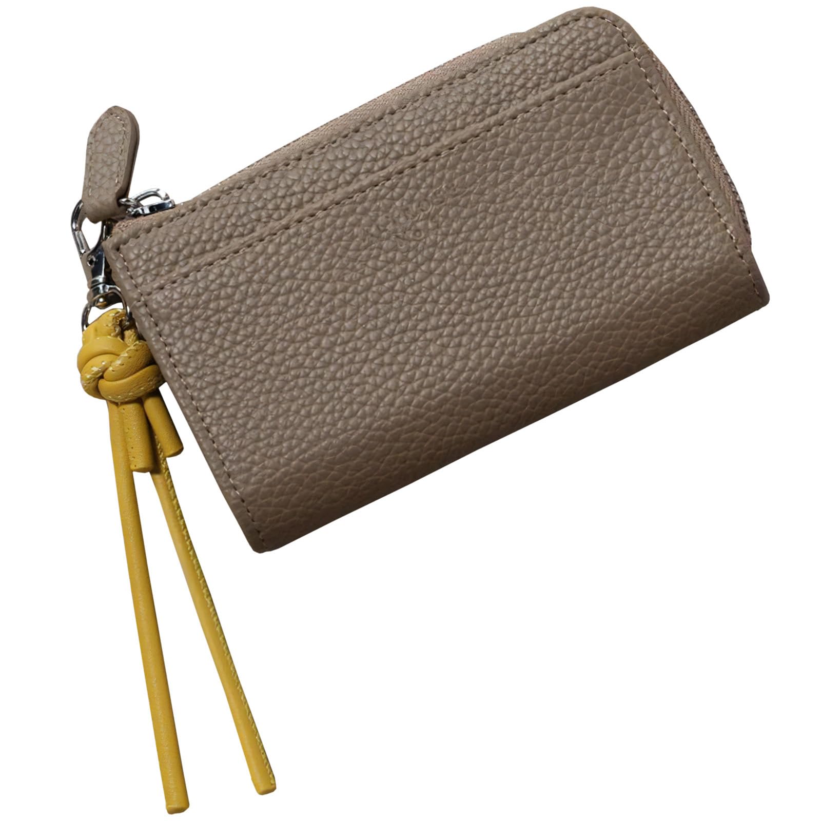 

Crossmarberry R110 Brown, a cute compact wallet for women with a coin purse, L-shaped zipper, gusset, fragment strap, large capacity, bill