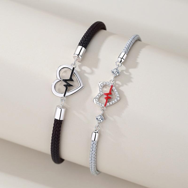 Minimalist Luxury Heart Shape Couple Bracelet Fashion Personalized Hand Chain For Long Distance Gift