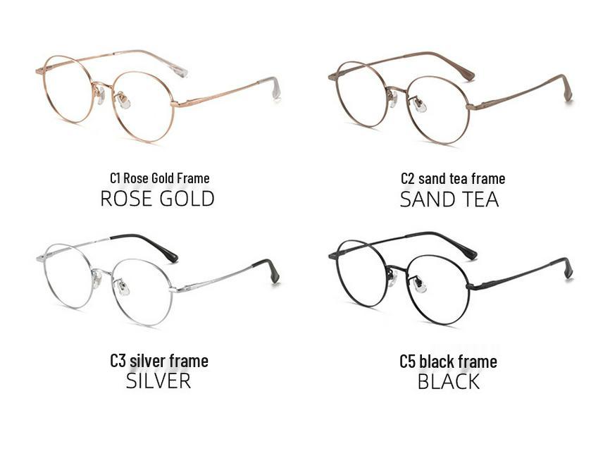 Ultralight Pure Titanium Vintage Round Eyeglass Frames 51 - Simple, Fashionable Design, Compatible with Prescription Lenses