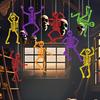 8 Pcs Colorful Hanging Skeleton Decoration Glitter Paper Skeleton Bunting Banner Backdrop for Indoor Outdoor Halloween Party Decor