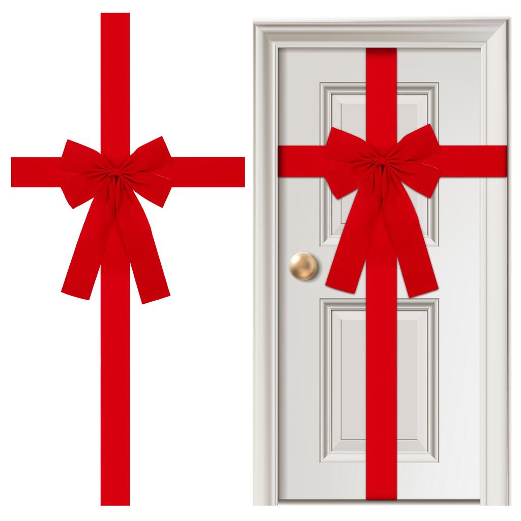 Christmas Cabinet Door Ribbon Bow Large Velvet Christmas Wreath Bow For Christmas Front Door Cabinet Home Decoration,Red