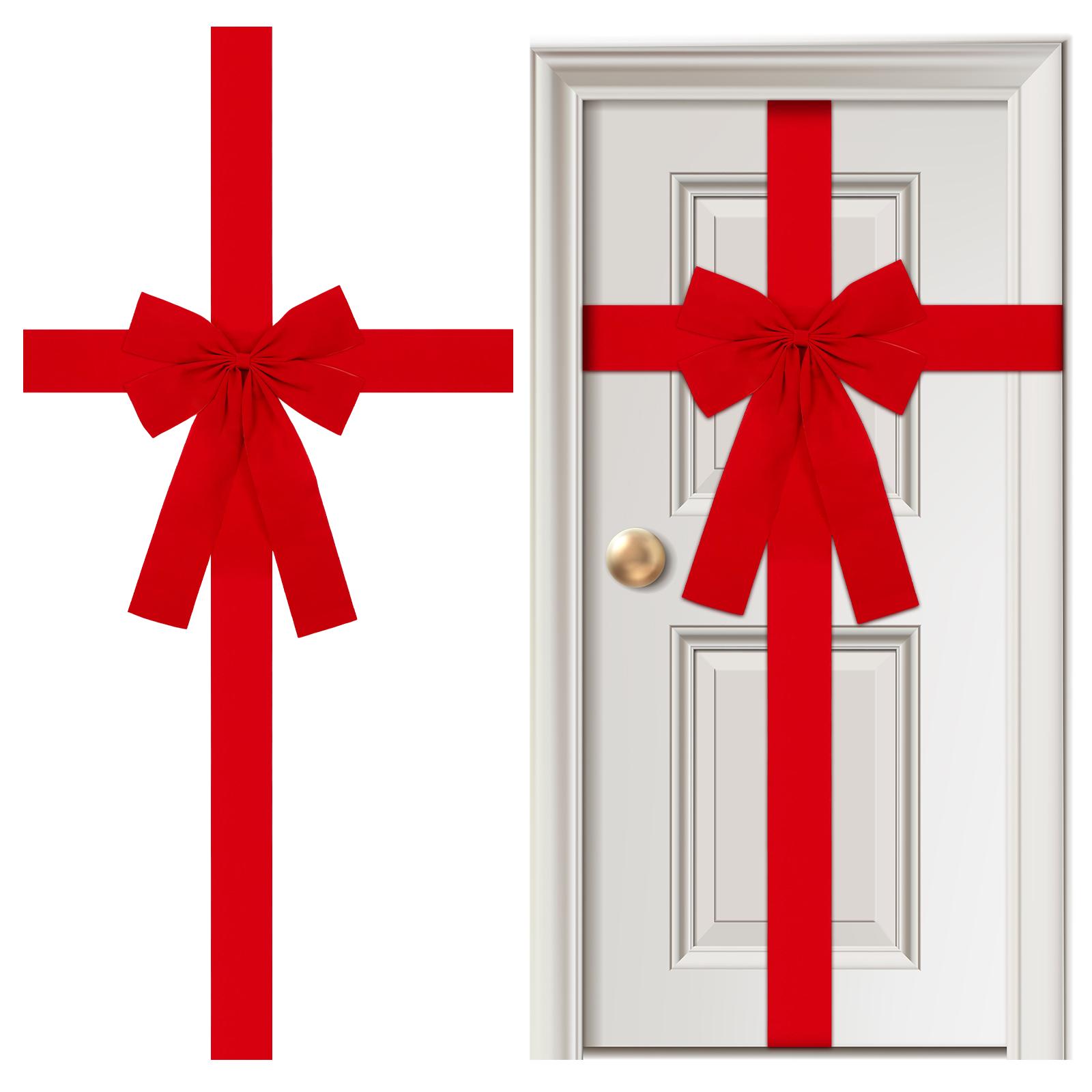 Christmas Cabinet Door Ribbon Bow Large Velvet Christmas Wreath Bow For Christmas Front Door Cabinet Home Decoration,Red красный