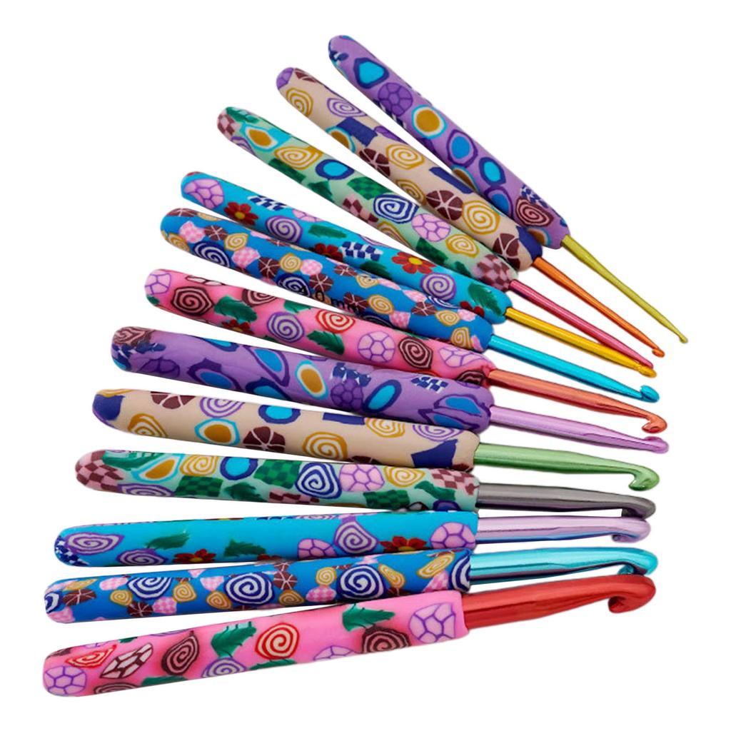 Set de 12 bucăți de cârlige de croșetat Ac colorat de croșetat 2,0-8,0 mm Ac de tricotat ergonomic Accesorii de croșetat pentru artizanat
