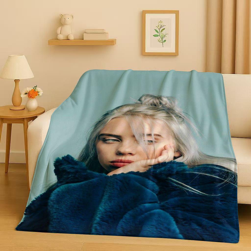 3D Billie Eilish Hit Me Hard and Soft Singer Flannel Blanket,Ultra Soft Warm Plush Throw for Home Bedroom Bed Sofa Cover Kids