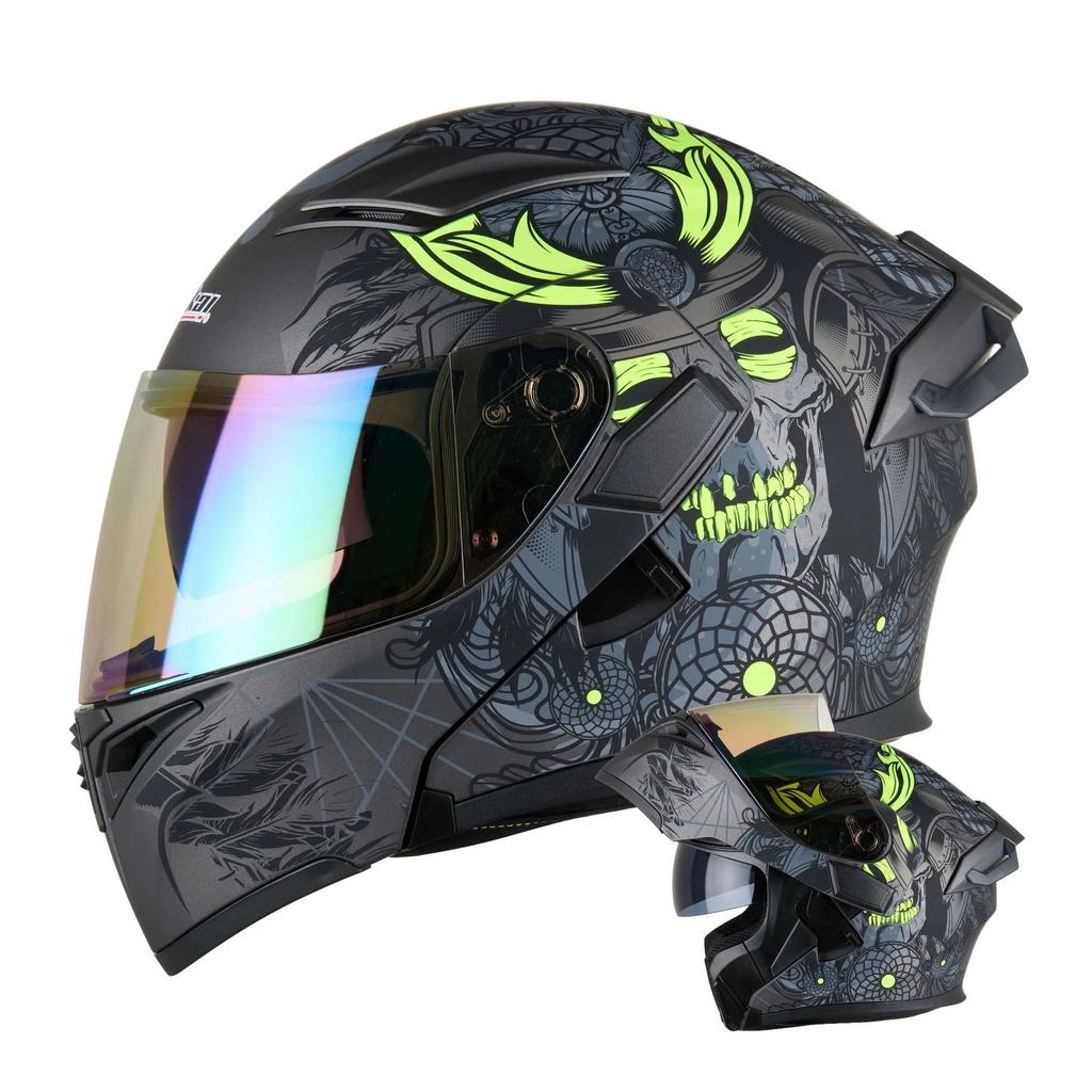 Motorcycle Helmet Unisex Full Face Street Bike Helmet All Season Large Tail Wing Motorcycle Protective Gear