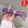 1/7 Pcs Rimless Heart Shaped Kids Sunglasses New Gradient Multi-color Children Sun Glasses Ins Stylish Design Cute Decor Shades