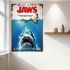 Jaws Vintage Metal Tin Sign Classic Horror Movie Poster Rusty Texture Wall Decor for Home Man Cave Bar Club Cafe