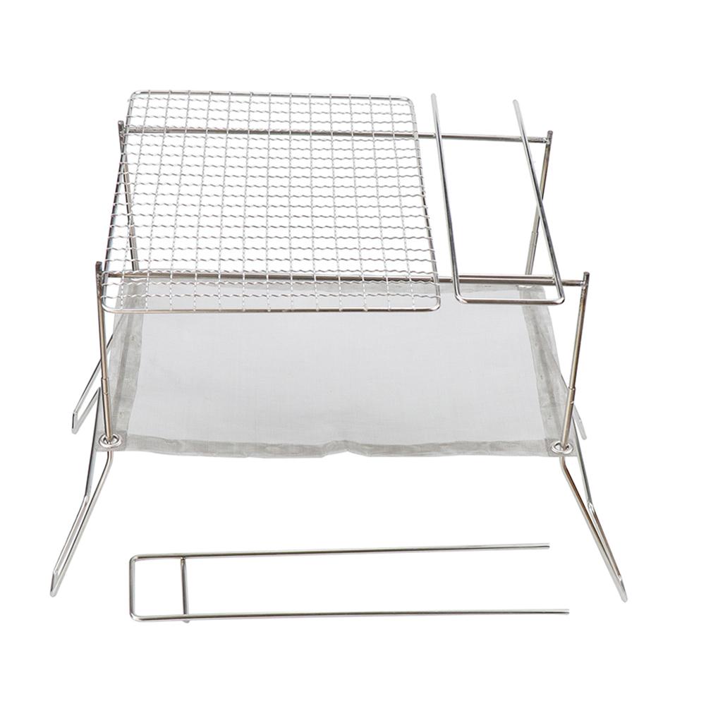 Foldable BBQ Rack with Storage Bag Foldable Charcoal Oven Stainless Steel Portable for Outdoor Picnic Cooking