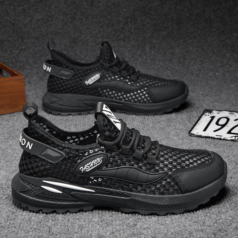 Summer New Versatile Men's Shoes Mesh Breathable Fly-woven Soft Sole Comfortable Casual Shoes Youth Campus Style Student Shoes