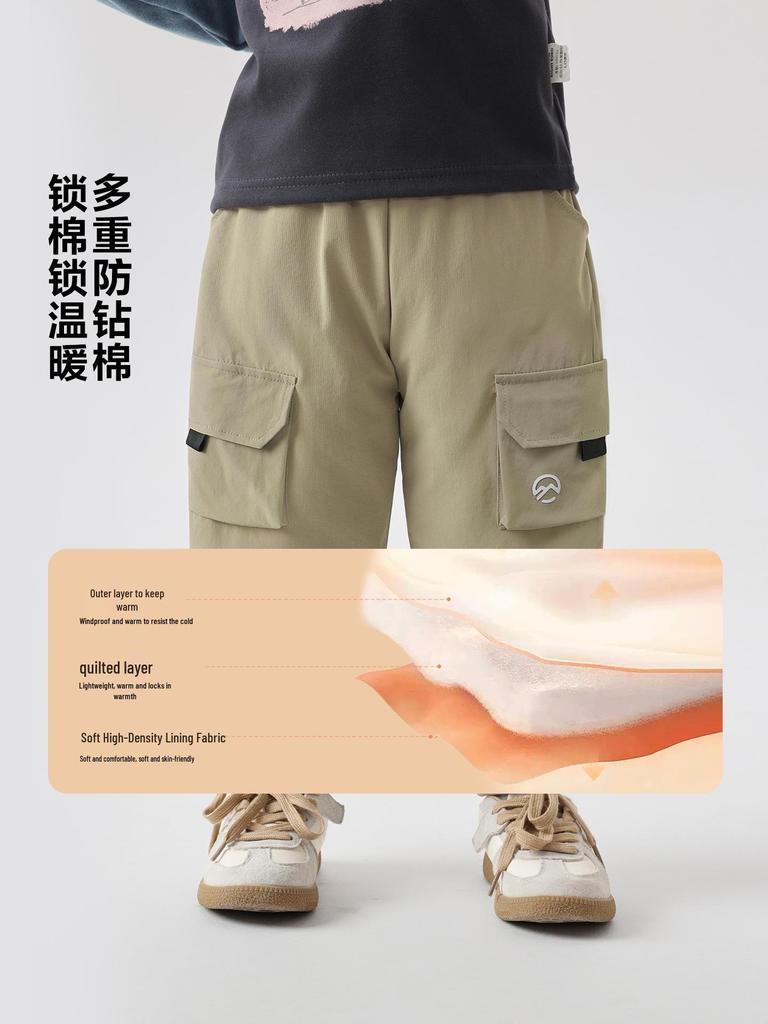 European Boys' Thickened Cotton Workwear Pants, Winter 2025 - Warm Toddler Long Pants, New Children's Clothing