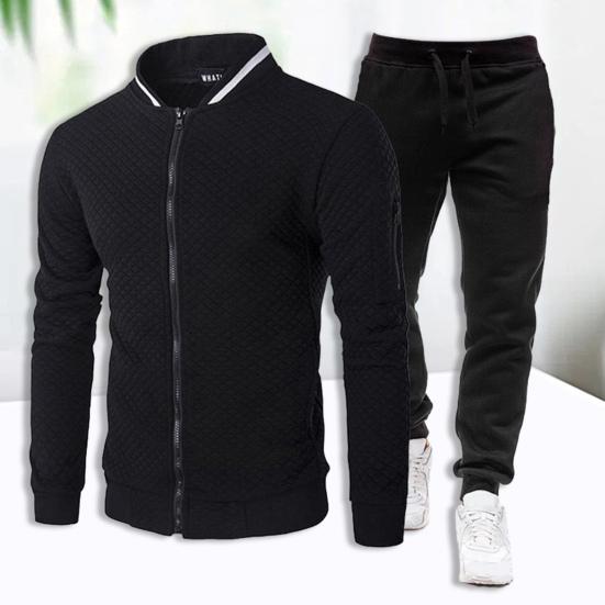 1 sada Pánské tepláky Stojánek Límeček Zip Bunda Stahovací šňůrka Pružný pas Jogger Kalhoty Sportovní oblečení Dvoudílná sada Podzim Zima Venkovní běh