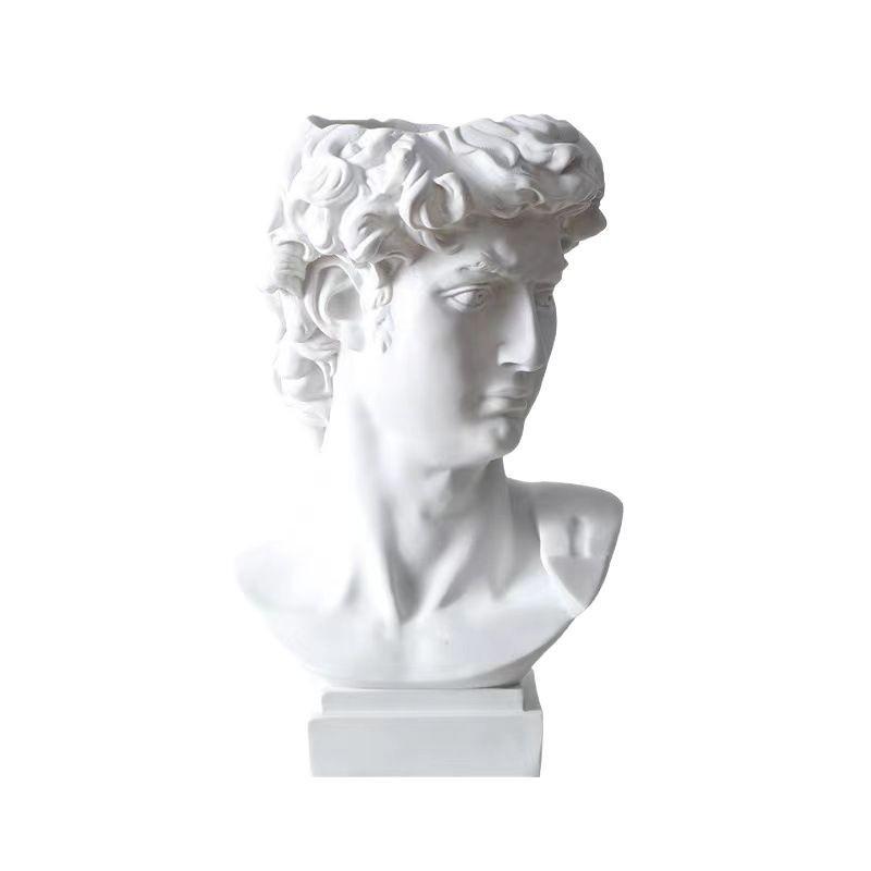 David Resin Statue - Plaster Head, Simple Room Decor, Artwork for Office or Wine Cabinet.