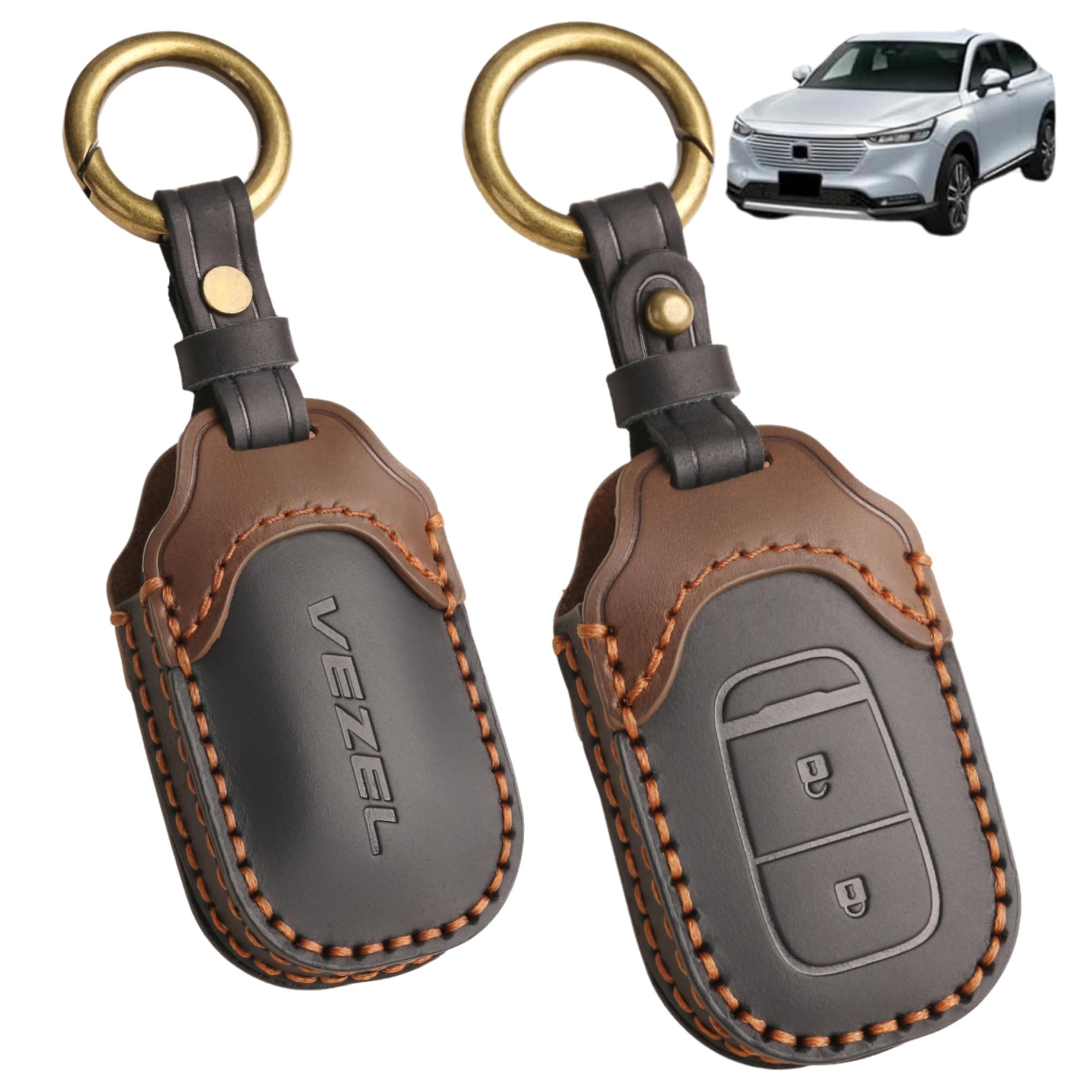 

[TatkDIY] Applicable New Vezel RV Key Case Genuine Leather Key Cover Accessory Dress Up genuine leather чёрный