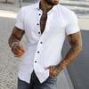 Camicia Casual da Uomo Semplice Estiva a Maniche Corte Colore Unico Giovanile Trendy Sportiva Stile Sottile