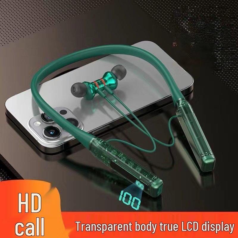 Bluetooth Sports Neckband Headset: Card Insert, Wireless, Heavy Bass, HD Calls, Data Display.