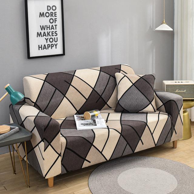 Potah na pohovku s potiskem Geometry Home Dekor Stretch Potahy na pohovku do obývacího pokoje Nešpinavé omyvatelné elastické pohovky