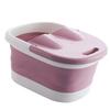 Collapsible Foot Bath Tub with Massaging Rollers Portable Foldable Foot Spa Soak Bath Tub with Handle Lid Pink