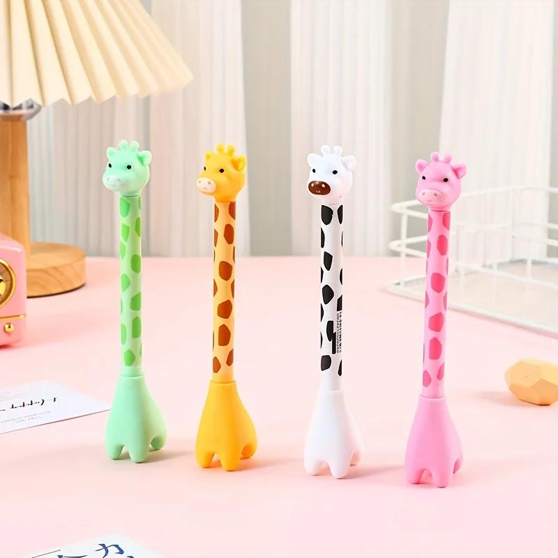 Creative Giraffe Cartoon Ballpoint Pen 4-Pack Student Stationery Portable Office Signing Pen Children s Prize