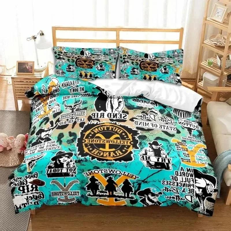 This Is My Yellow-Stone Watching Retro Fashion Bedding Set Duvet Cover Pillowcase Single Double King Size Adult Bedroom Gift