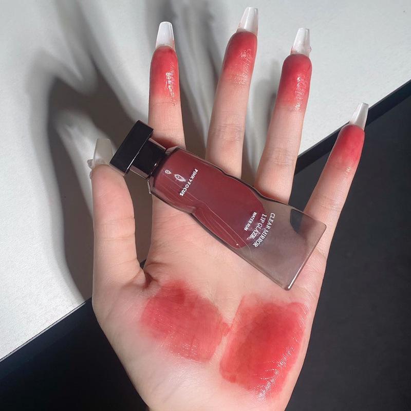 

PinkyFocus Стойкий темный зеркальный блеск для губ - Прозрачный, не скатывается, эффект кубика льда, мусс для губ