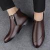 Autumn and winter men's shoes round head casual shoes business leather shoes men's first layer cowhide foot cover winter velvet snow boots men