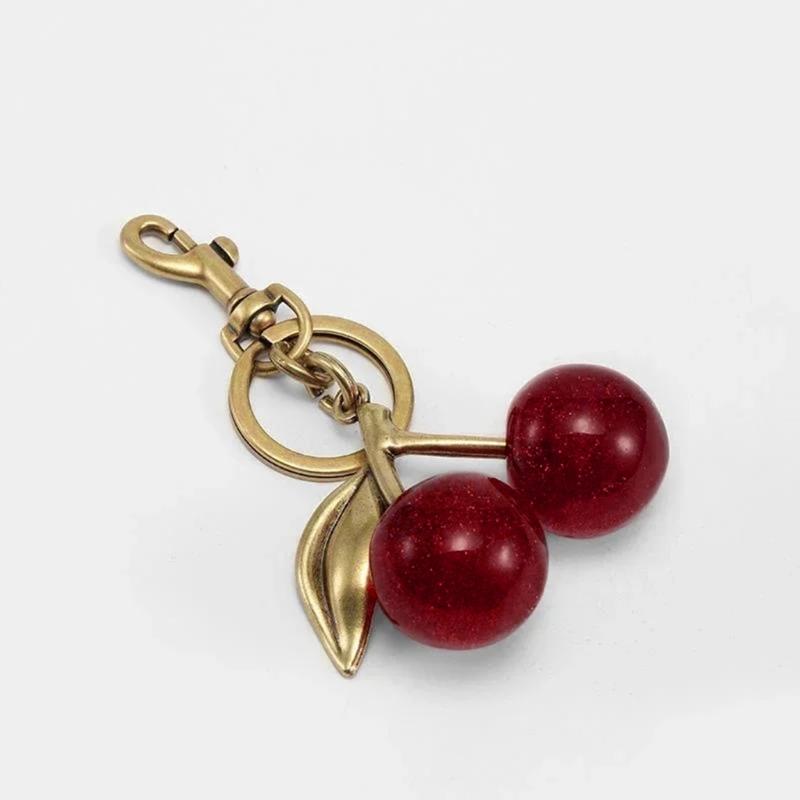 Exquisite Cherry Keychain Pendant Versatile Cherry Chic Bag Charm Keychain Antique CherBag Charm for Women's Accessories