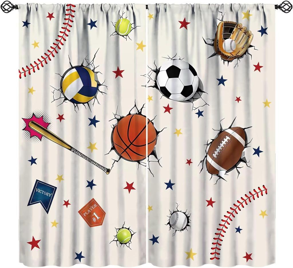 Racing Curtains for Teens Games Room Decor Black White Checkered Flag Art Printed Window Drapes for Kids Bedroom Living Room