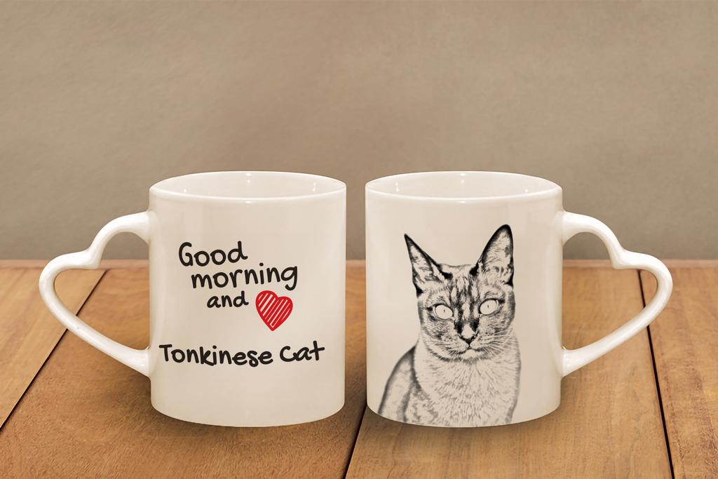 Tonkinese Cat - cat mug, adorable heart-shaped handle mug, universal gift from Art-Dog brand