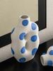 Matte Ceramic Vase Blue Hand Painted Floral Decoration Flower Arrangement Living Room Dining Countertop Vase Ceramic Handicrafts