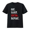 Eat Sleep Metal Repeat Heavy Lover Metalhead T Shirt Vintage Washed Soft Casual Slightly Comfortable Breathable Versatile