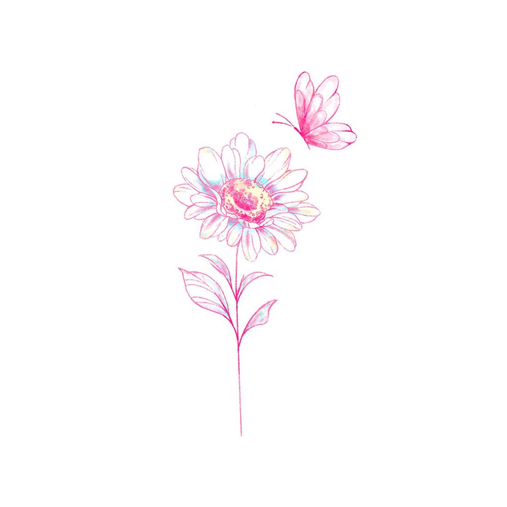 High-End Small Fresh Color Beautiful English Flower Hand Collarbone Simulation Flower Tattoo Sticker