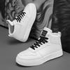 Fashion Men's High-top Vulcanized Shoes Solid Color Casual Sports Shoes Lace-up High Quality White Shoes New Sneakers for Men