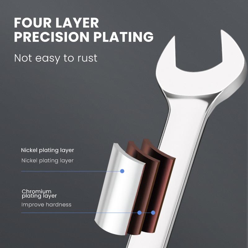 Set chei combinate cu clichet cu cap flexibil AIRAJ, chei combinate cu clichet metrice, set chei Cr-V cu angrenaj, cheie pentru chei auto, set de scule de reparație