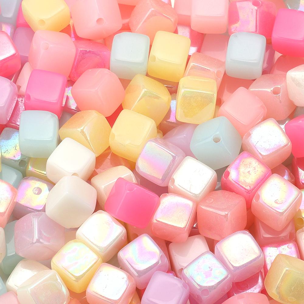 20/50 Stück Acryl-Quadratperlen Jelly-Farbe Würfel Lose Abstandshalterperlen Für DIY Schmuckherstellung Basteln Halsketten Armbänder Zubehör