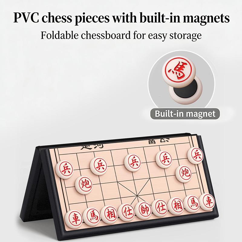 Großes chinesisches Schachspiel Tragbares magnetisches und klebendes Brett Strategie-Spiel-Set zum Lehren Lernen Partys Zuhause