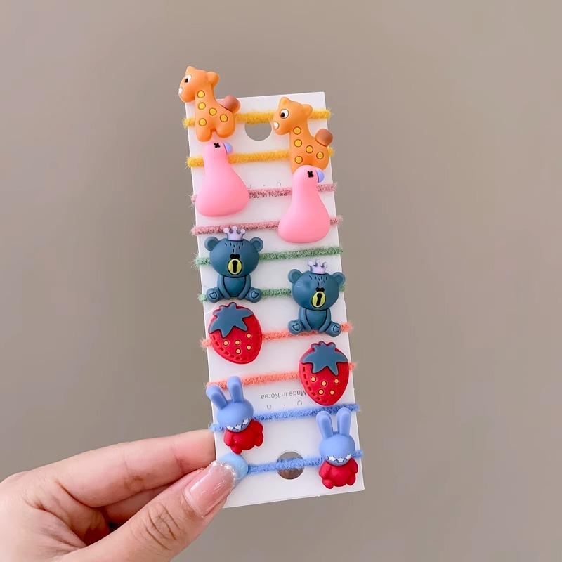 10-30PCS/Set, Cute Cartoon Animals, Hair Bands, Girls, Elastic Rubber Band, Headwear, Hair Accessories