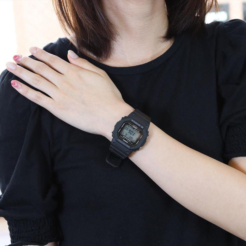 Casio Digital Series Square Heavy Metal Shell Waterproof Shockproof Solar Watch Solar Quartz Movement Resin Strap Men Watches Black GW-5000U-1JF