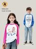 Autumn Winter Pure Cotton Raglan Sleeve Cartoon Print Long Sleeve Top for Boys & Girls