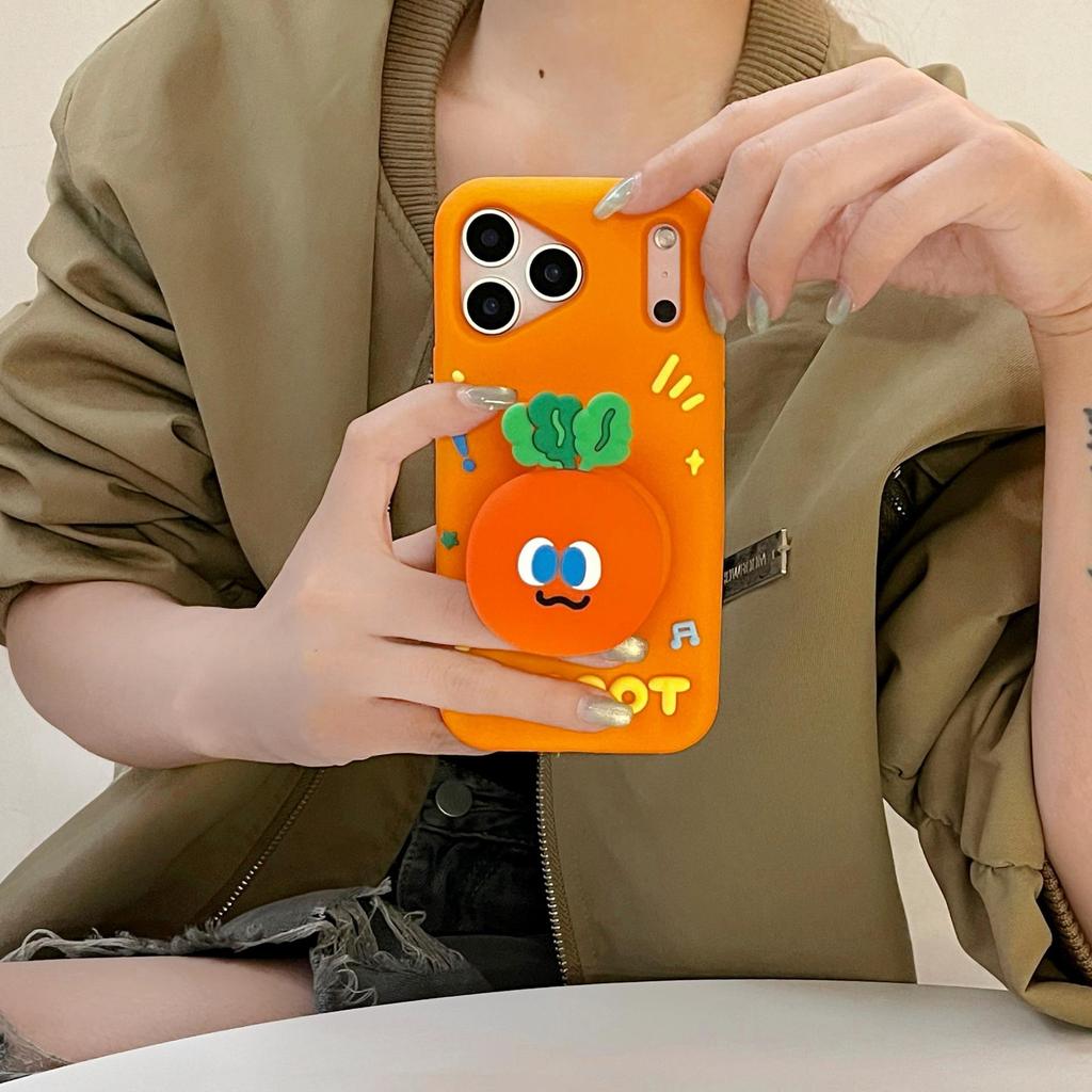 Suitable for Apple 17 Pro Max Stand Carrot Phone Case iPhone 17/16/15/14/13 3D Anti-fall