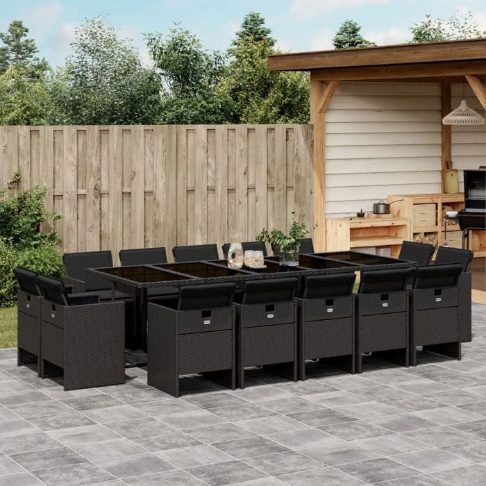 VidaXL Garden Dining Set with Cushions 15 Pcs, Table and Chairs with Folding Backrest, Outdoor Patio Furniture 3210691