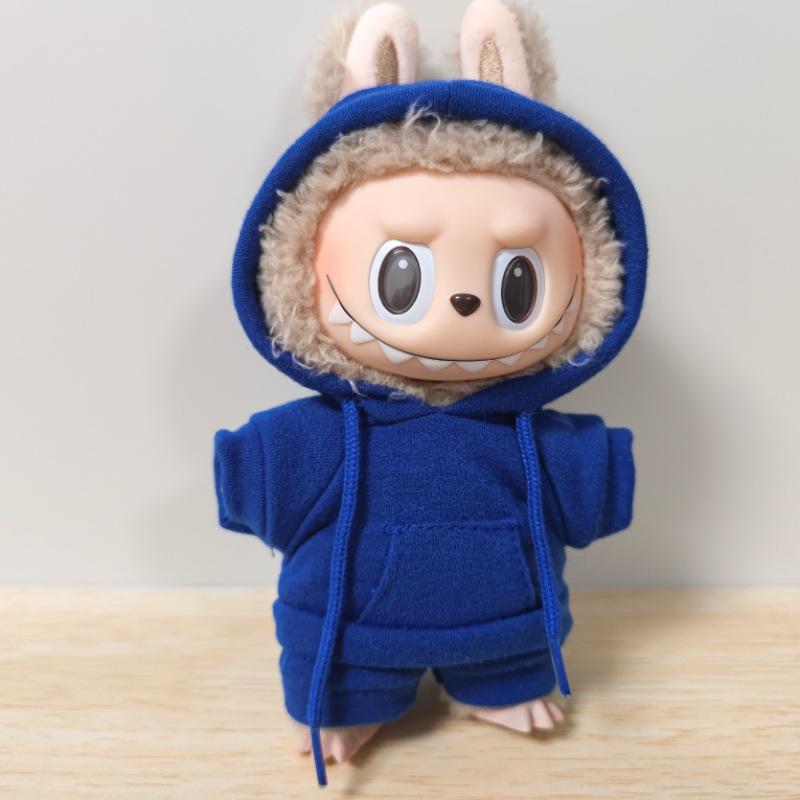 17CM Labubu Vinyl Macaron Blind Box: Casual Hoodie Set & Changeable Outfit Pendant
