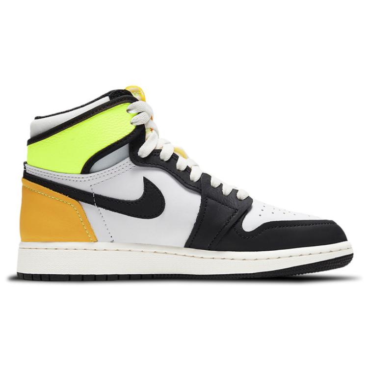 New Jordan 1 Retro High White Black Volt University Gold GS 575441-118