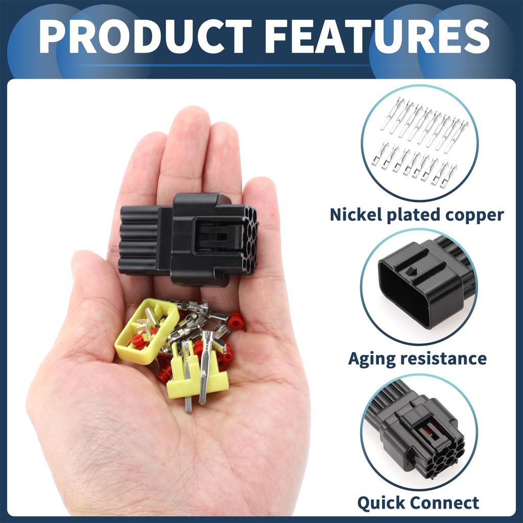 INFINAUTO 8 Pin Car Wire Connector Plug Housing Kit 2.3-mm Series Female Male Wire